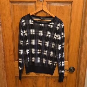 Black & White Ann Taylor Plaid Sweater Size L